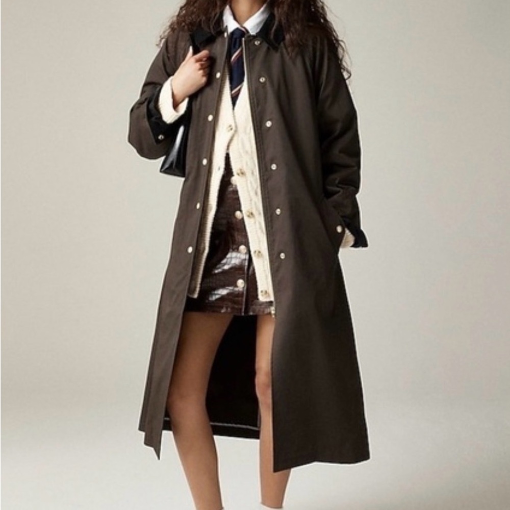 J. Crew Long barn jacket in waxed cotton twill